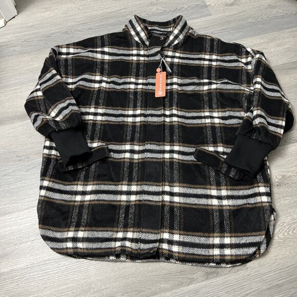 Steve Madden Plaid Times Black Multi Plaid Coat/Shacket Size XL - Picture 5 of 10